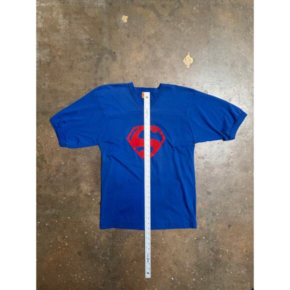 Vintage 80s Superman Shirt Mens Large Blue DC Comics Short Sleeve V Neck USA - L - Picture 3 of 14